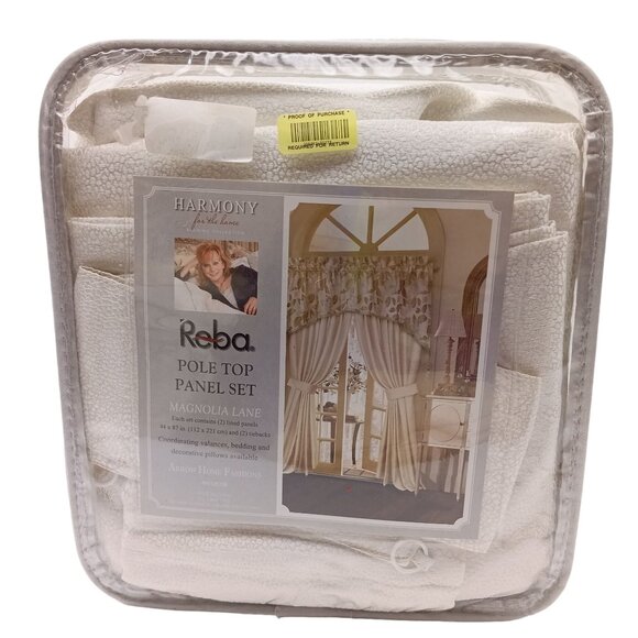 Reba Harmony for the Home Drapery, Magnolia Lane Pole Top Panel Set Curtains, El - Picture 1 of 4